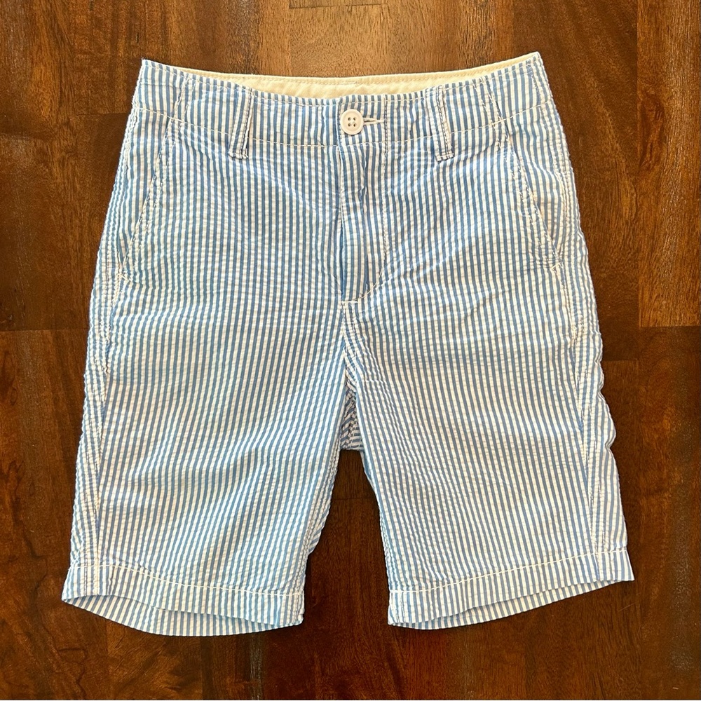 Gap Kids Seersucker Blue & White Striped Shorts Size 10 Slim